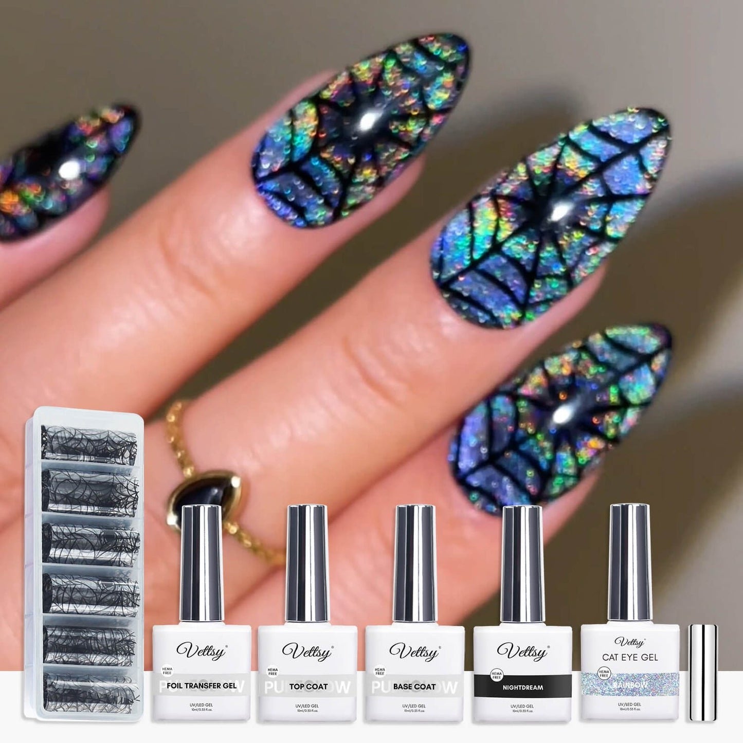🕸️ IG Nail Trend Set – Holo Spiderweb